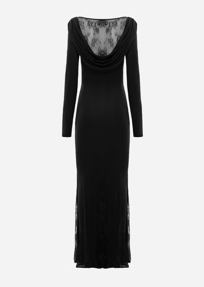 Knitted Maxi Dress With Lace Inserts