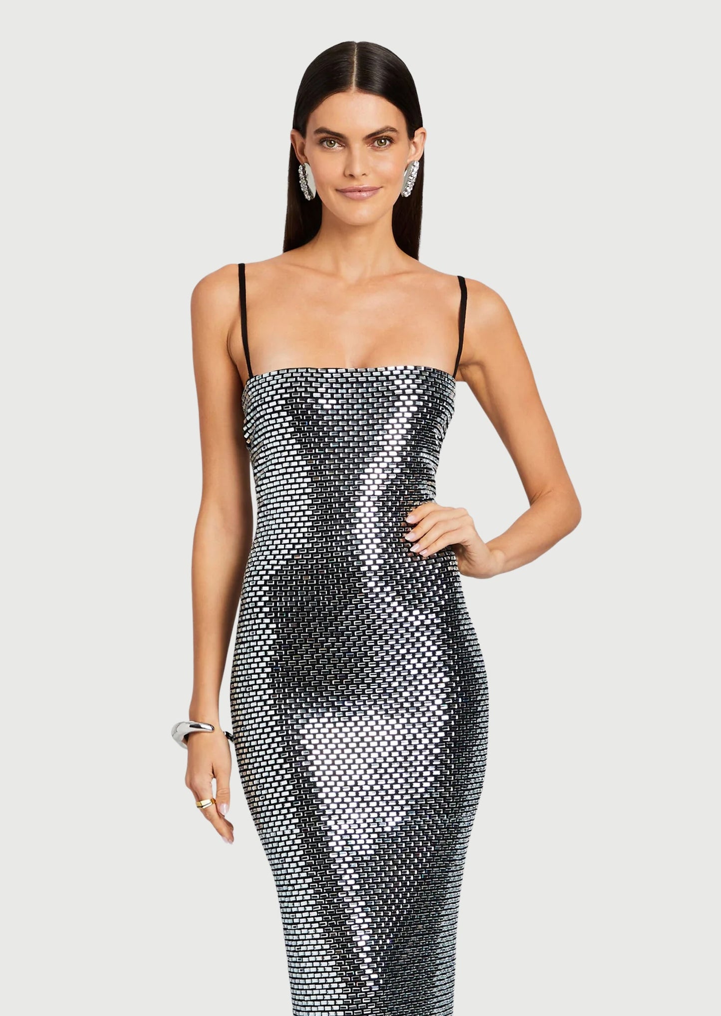 Rhinestone Slip Knit Maxi Dress