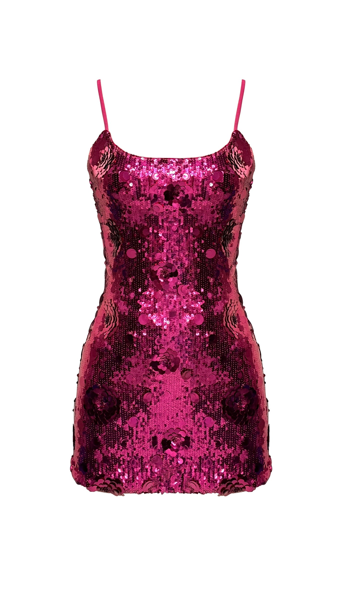 Flower Sequin Mini Dress In Red