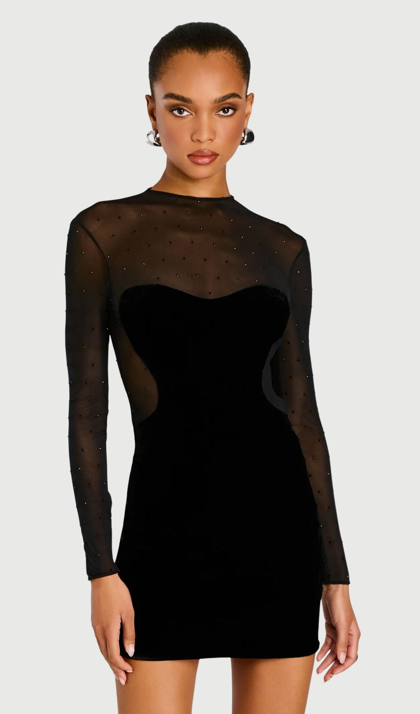 Mesh Patchwork Velvet Mini Dress