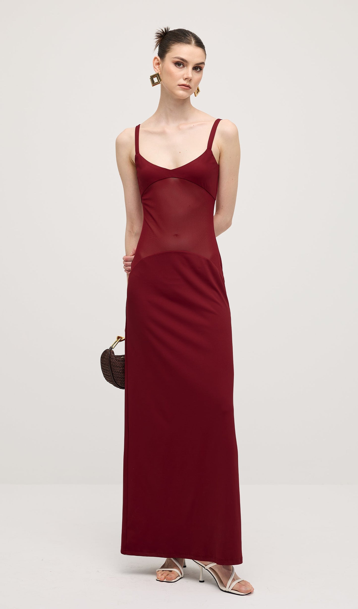 Red Sheer Knit Curve Maxi Dress