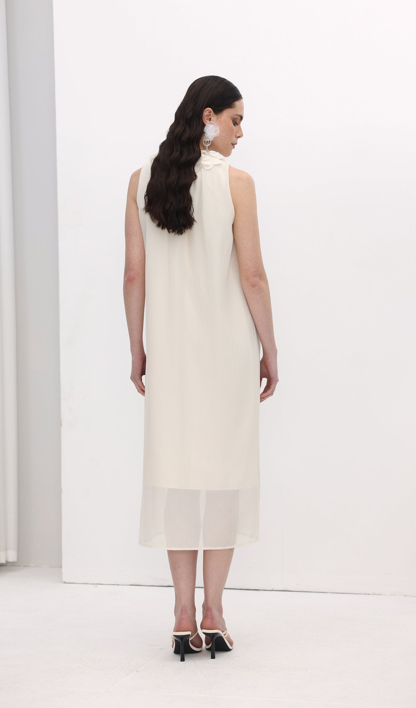 Petal Collar Halter Midi Dress