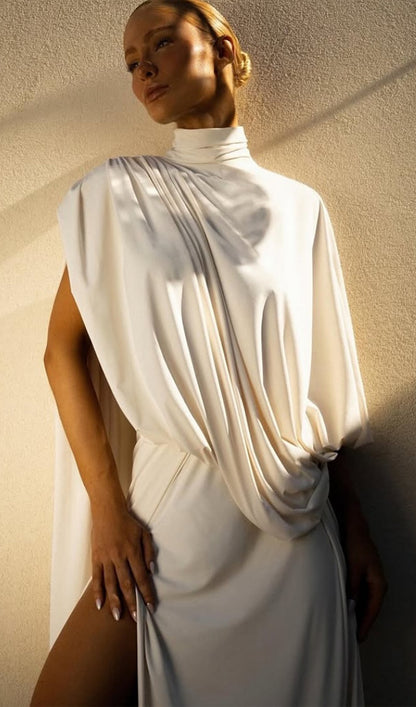 Asymmetrical Blouse & Maxi Skirt With Slit Set