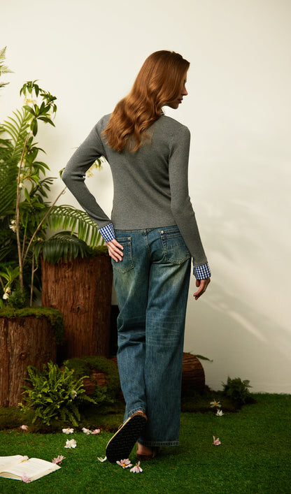 Lapel Button Knit Top