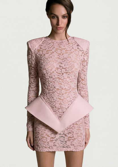 Eclat Sheer Pink Mini Dress