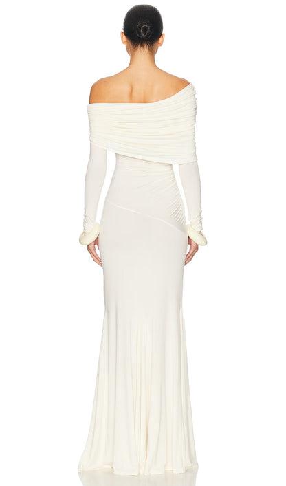 Jersey Off Shoulder Maxi Dress