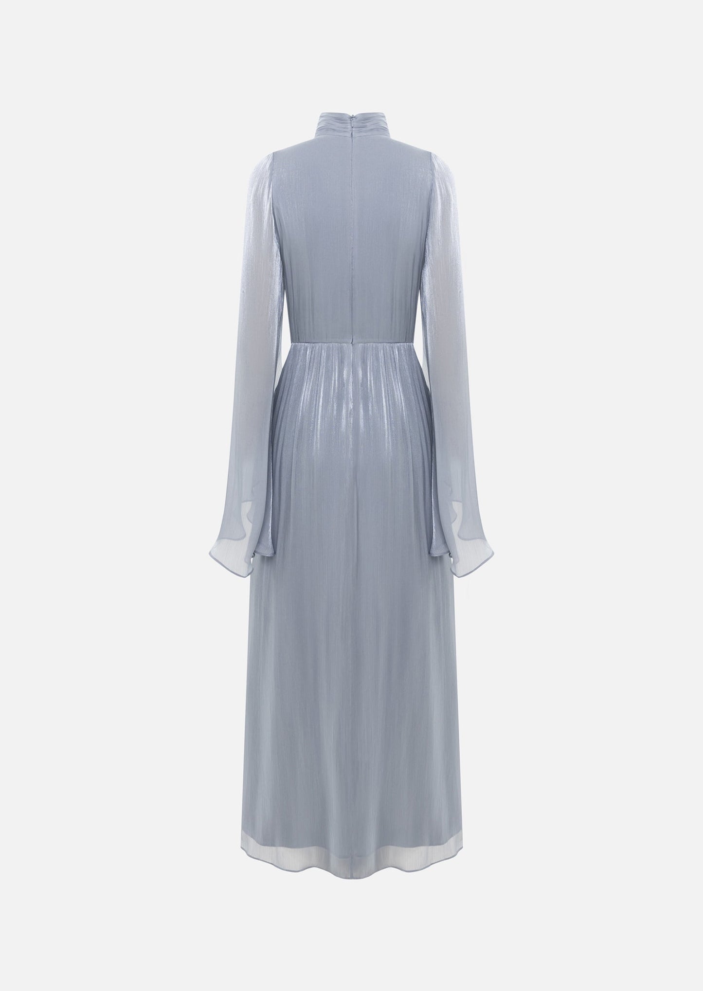 Metallic Fabric Maxi Dress With Light Sleeves