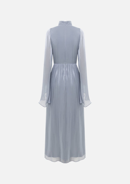 Metallic Fabric Maxi Dress With Light Sleeves