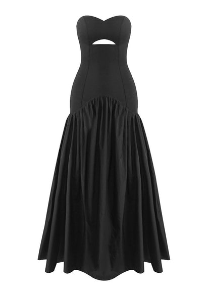 Strapless Cut Out Detail A Line Maxi Dress