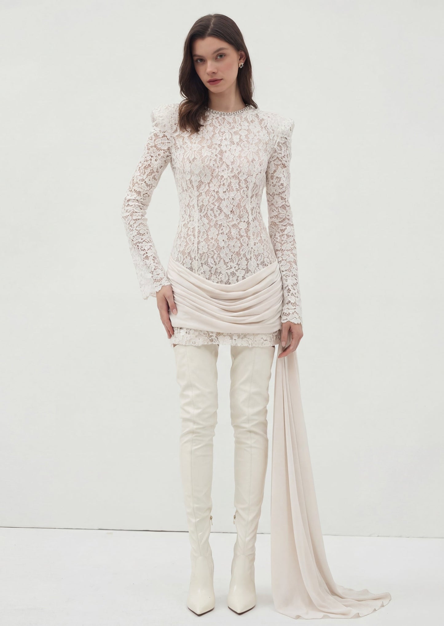 Sequin Embellished Lace Mini Dress