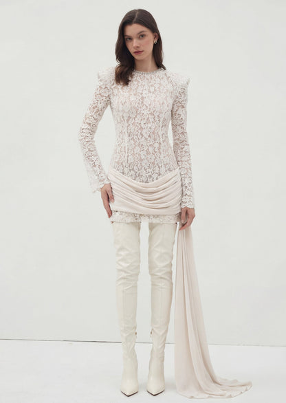 Sequin Embellished Lace Mini Dress