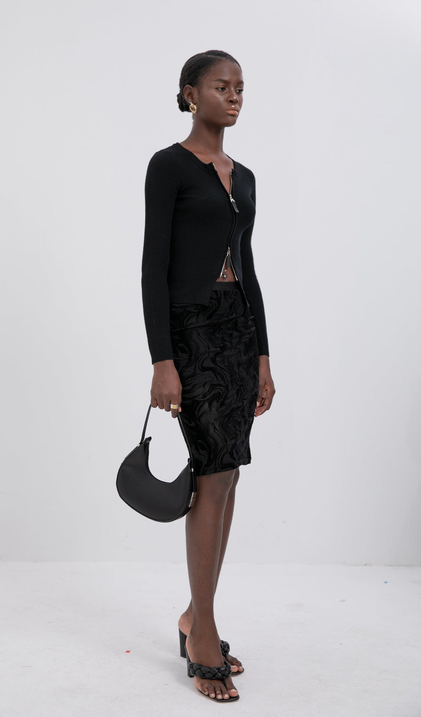 Trendy Pattern Texture Midi Skirt