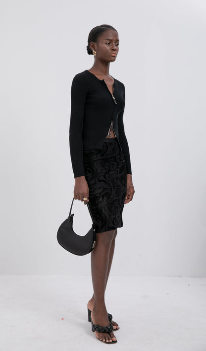 Trendy Pattern Texture Midi Skirt