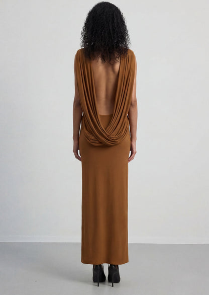 High Neck Long Draped Dress