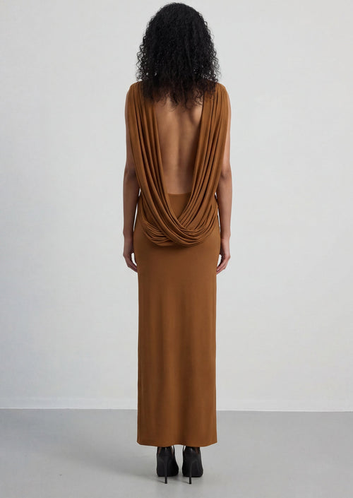 High Neck Long Draped Dress