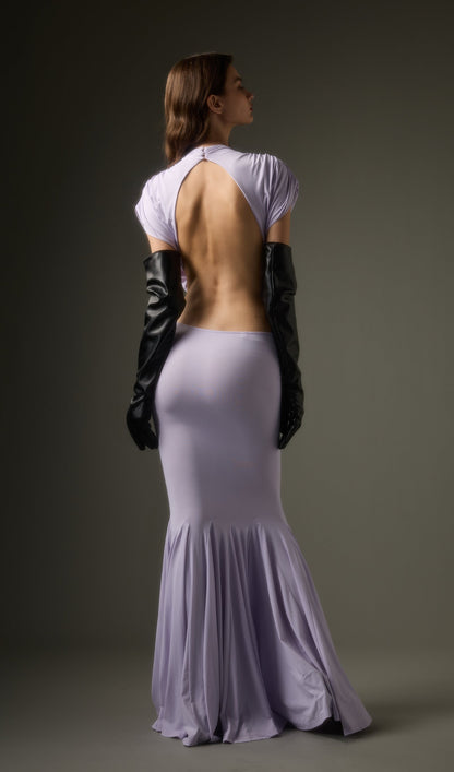 Solid Jersey  Cut Out Detail Maxi Dress In Purple