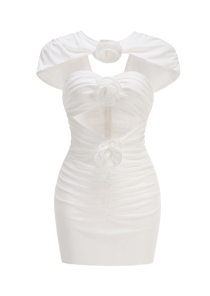 Solid Cut Out Sheer Mesh Mini Dress