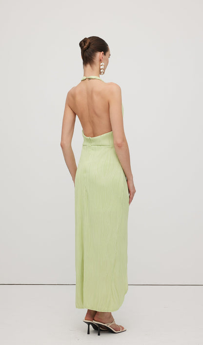 Solid Ribbed Halter Maxi Dress