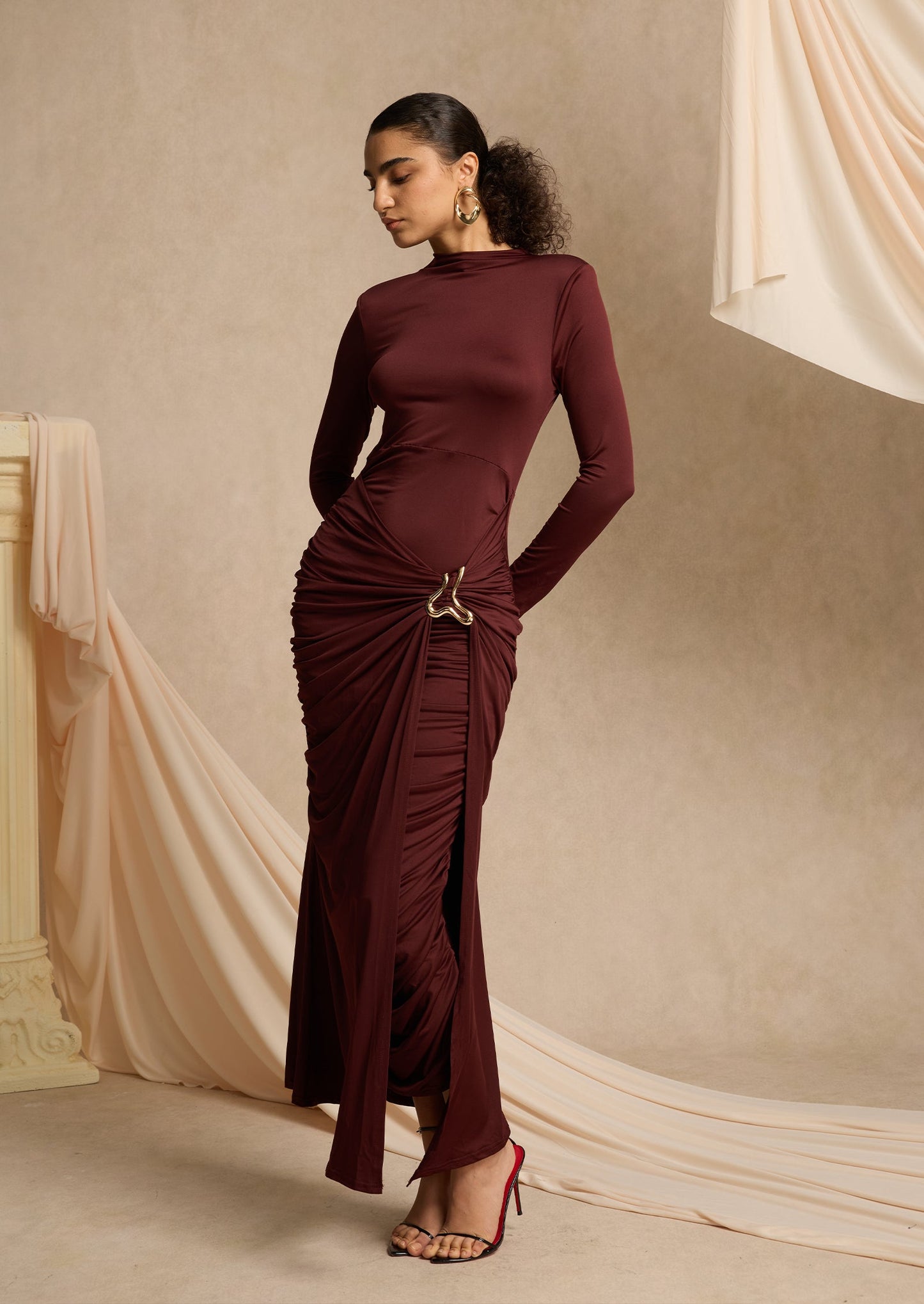 Layali Rose Draping Maxi Dress