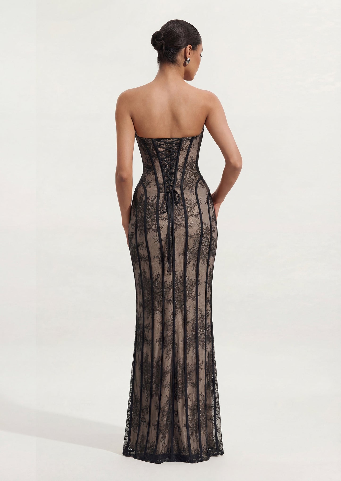 Sian Maxi Dress In Black Floral Lace