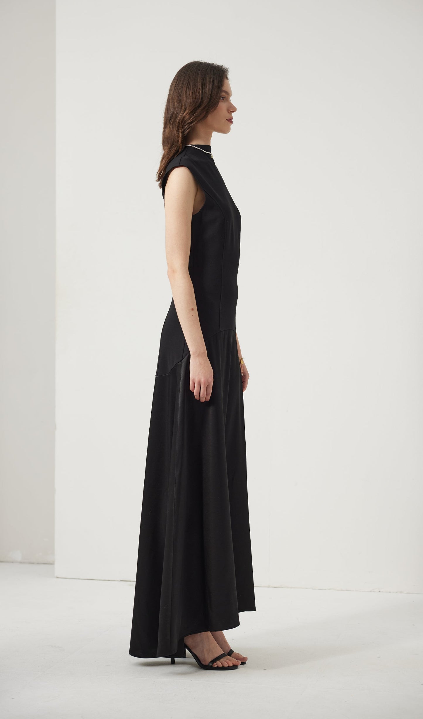 Knitted Satin Sleeveless Maxi Dress