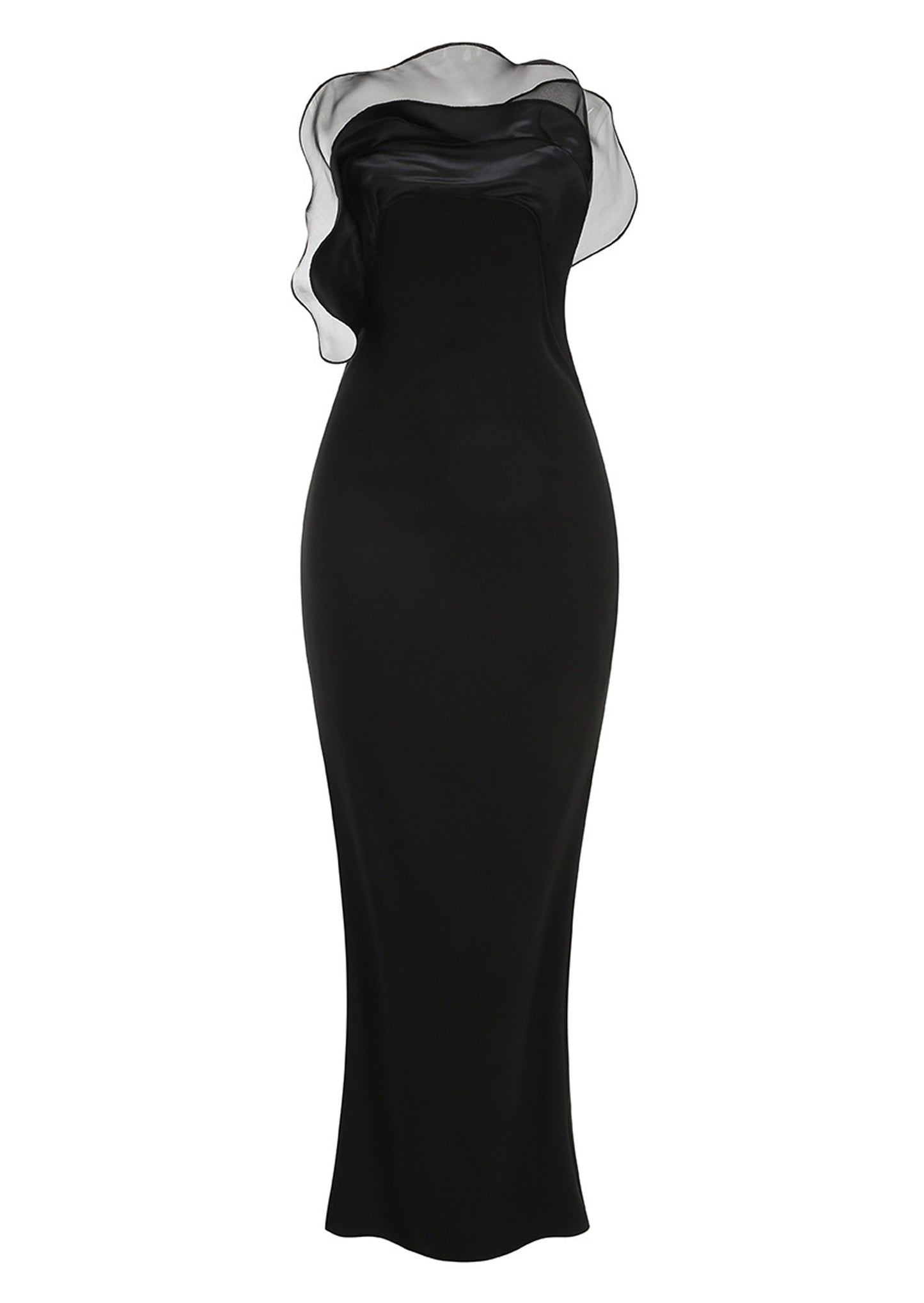 Ruffle Wave Column Maxi Dress