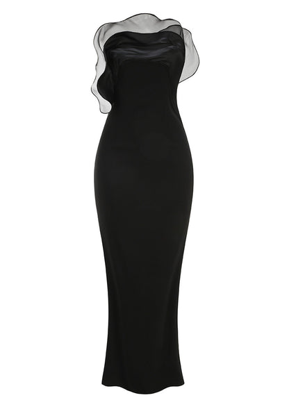 Ruffle Wave Column Maxi Dress