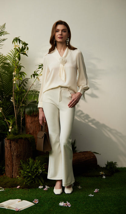 Corsage Long Sleeve Shirt Top