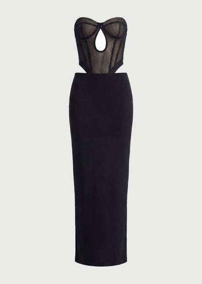 Strapless Cutout Bandage Maxi Dress In Black