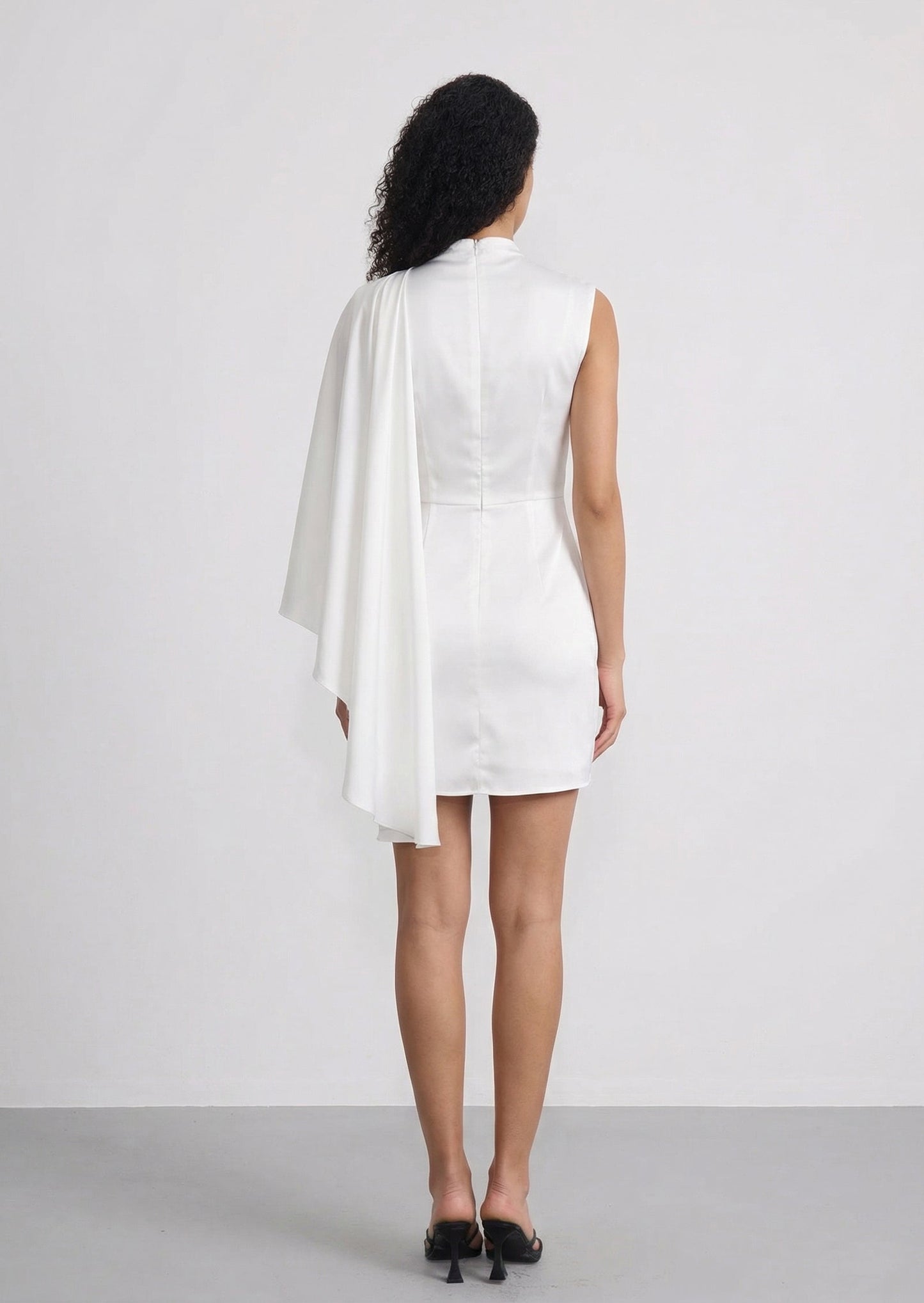 Fitted Mini Dress With Asymmetrical Draping