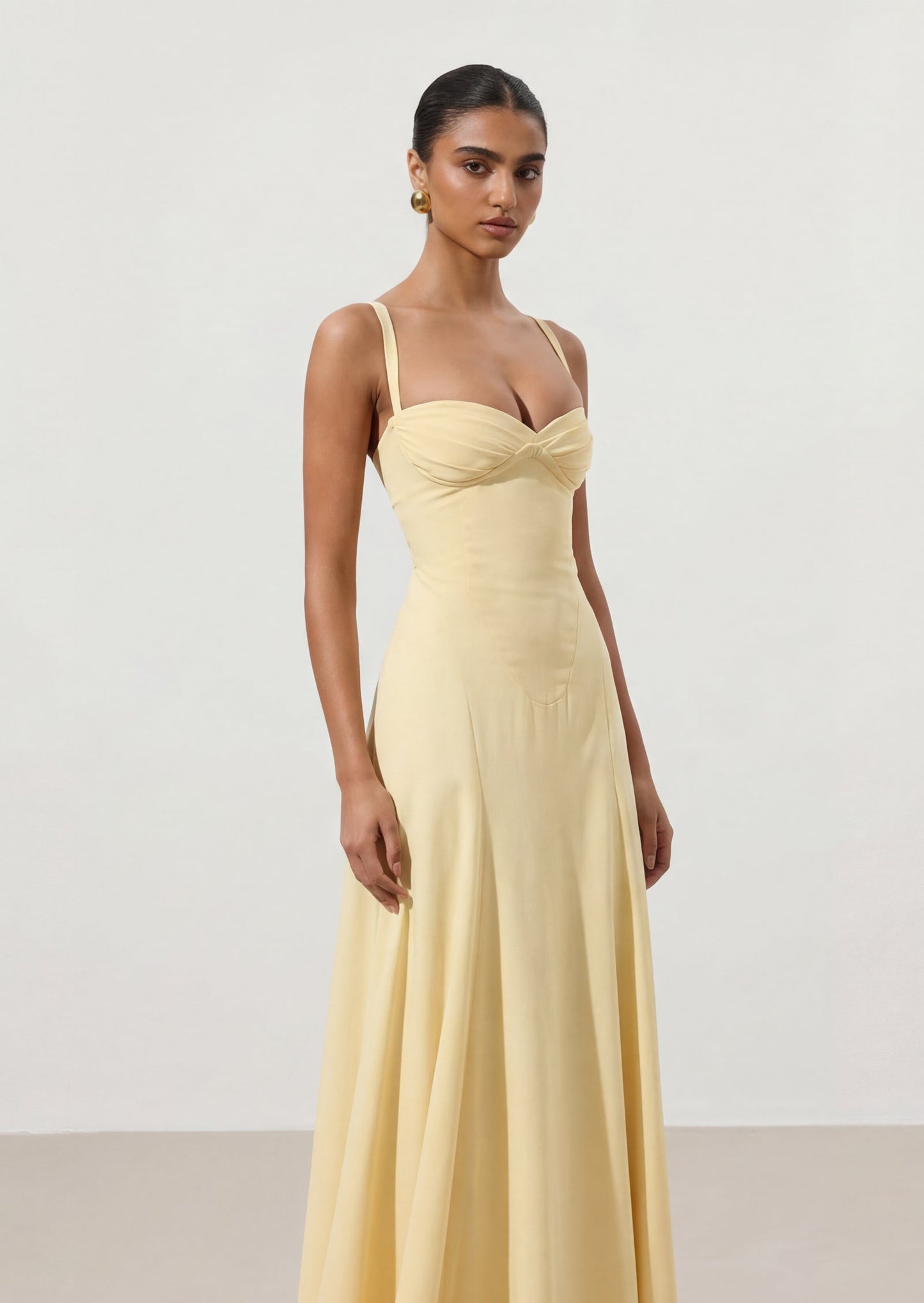 Irie Lace Up Maxi Dress In lemon