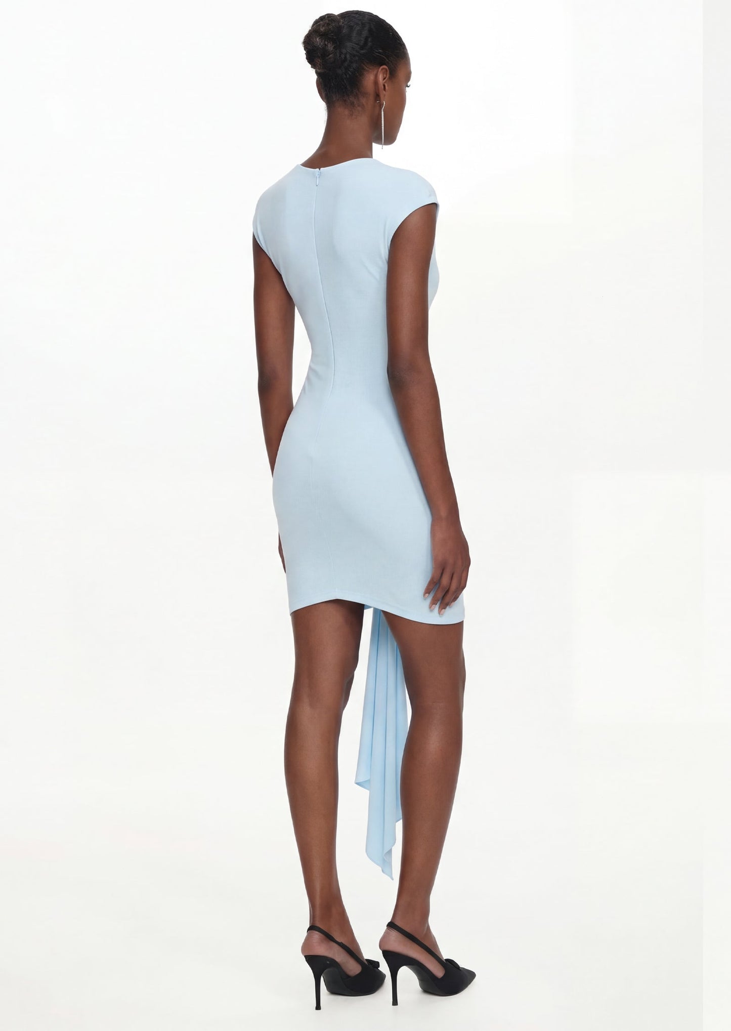 Bezel Cut Out Sleeveless Mini Dress In Blue