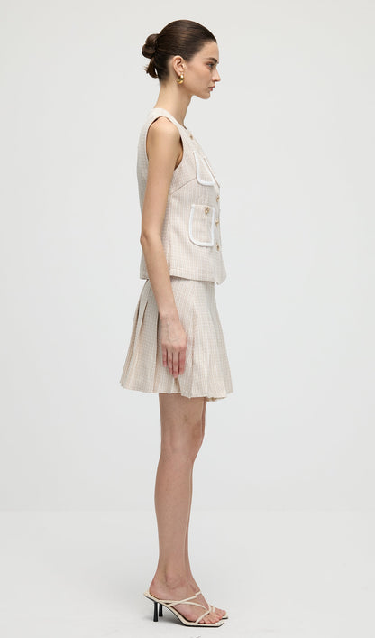 Round Neck Button Vest & Skirt Set