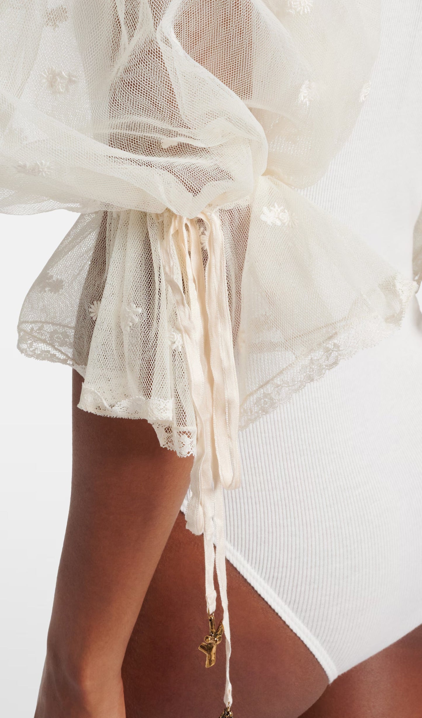 Lace-Trimmed Cotton Bodysuit