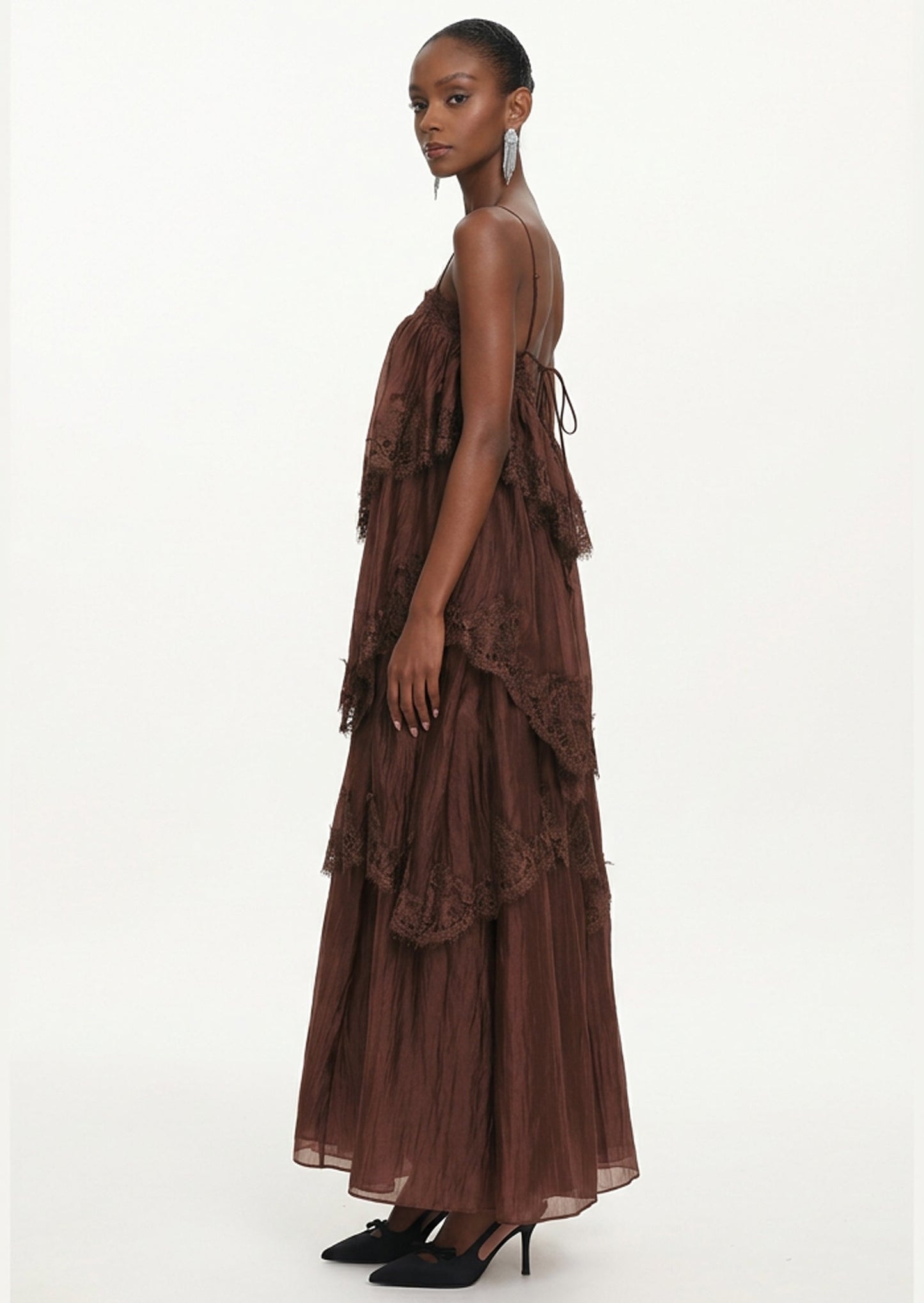 Glein Lace Appliqué Maxi Dress