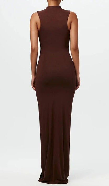 Solid Bodycon Ruched Maxi Dress
