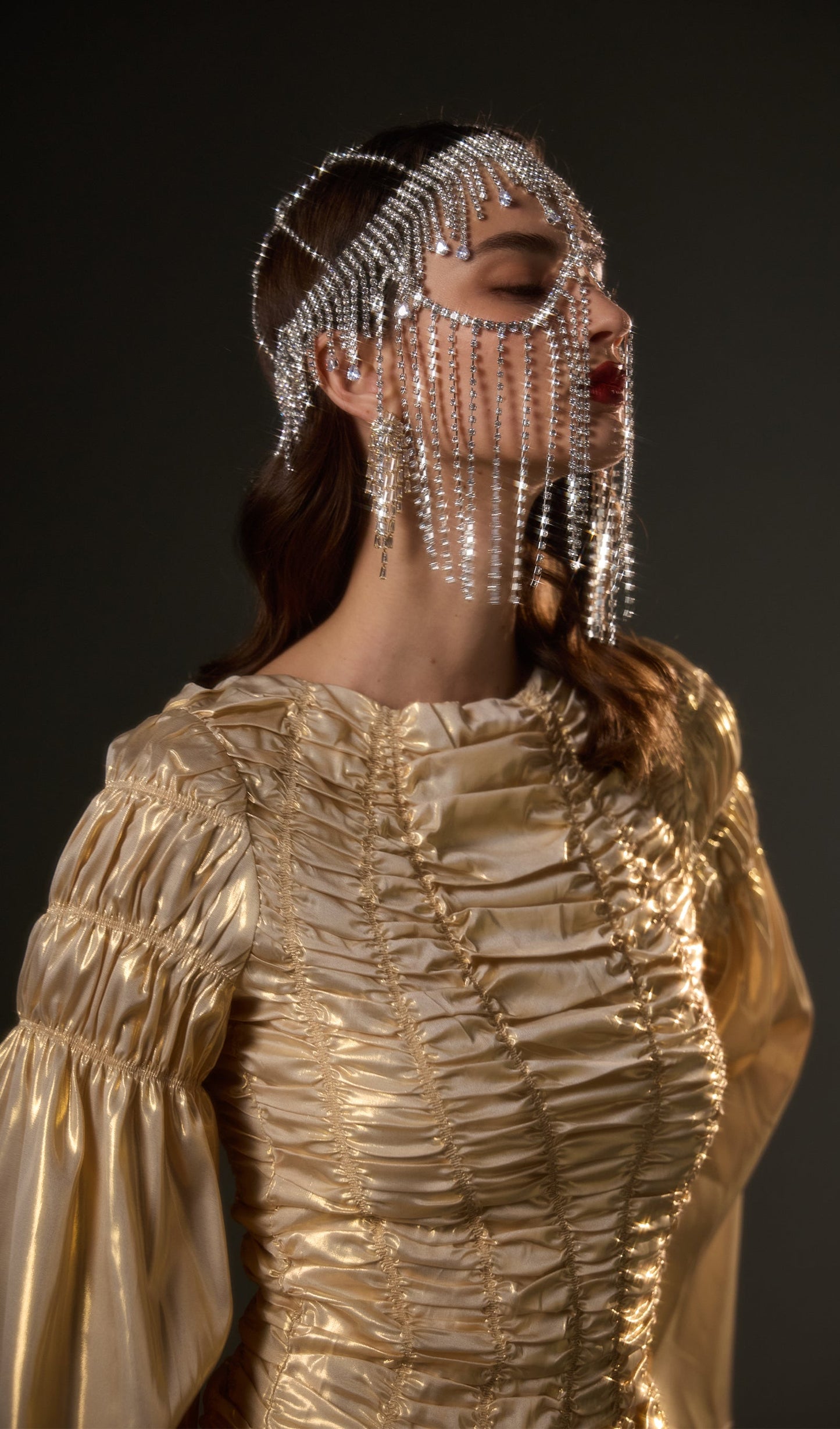 Sparkling Rhinestone Fringe Drop Mask