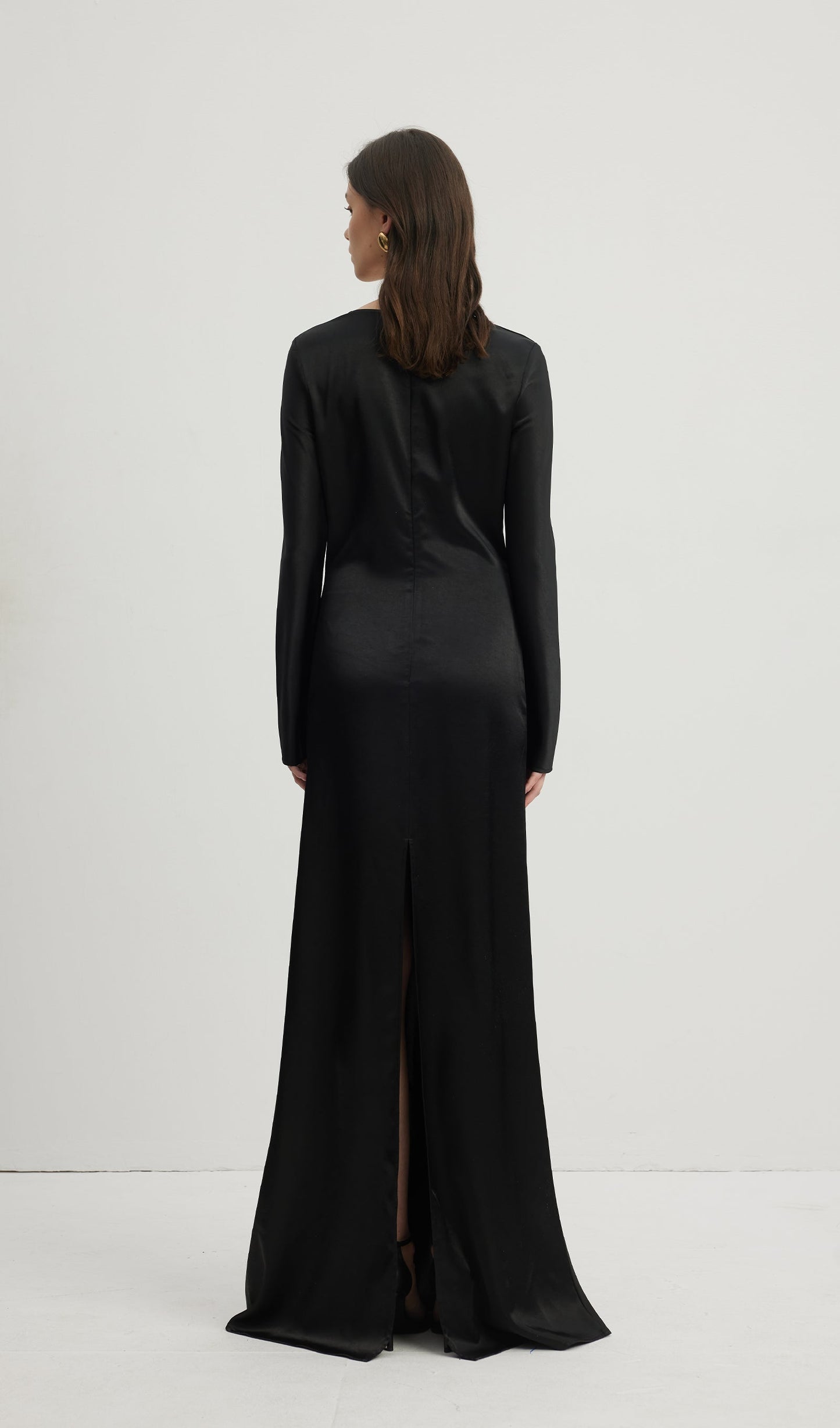 Low Collar Maxi Evening Dress