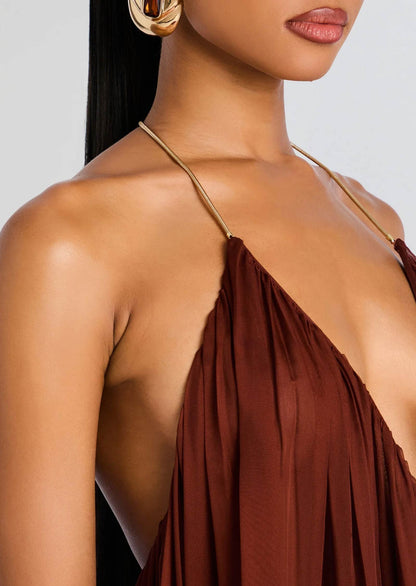 Arlet Halter Chiffon Maxi Dress
