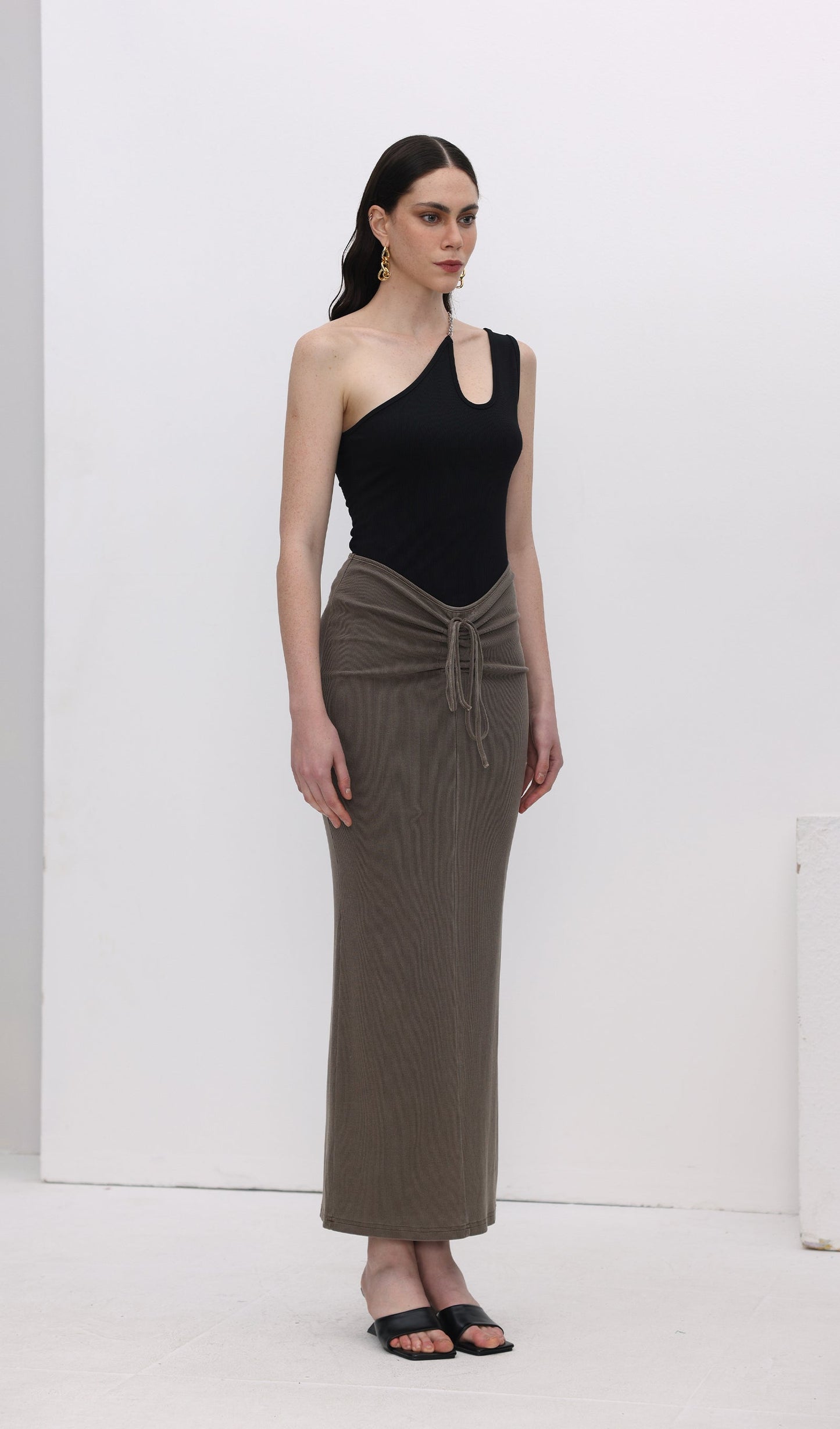 One Shoulder Metal Embellished Top