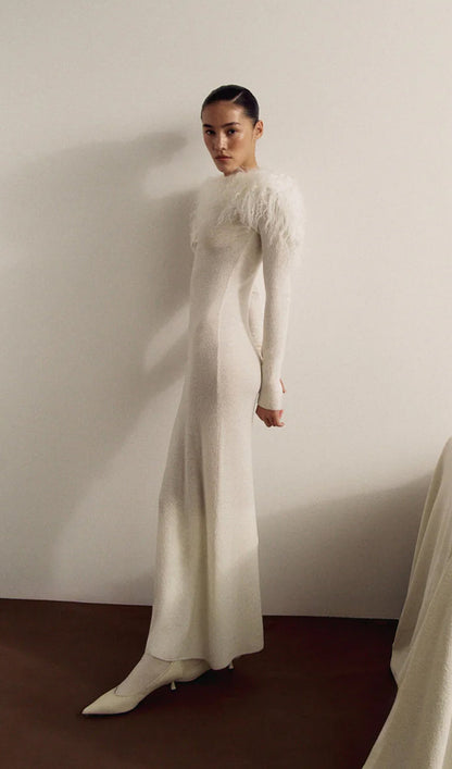 Knitted Maxi Dress With A Twist At The Chest