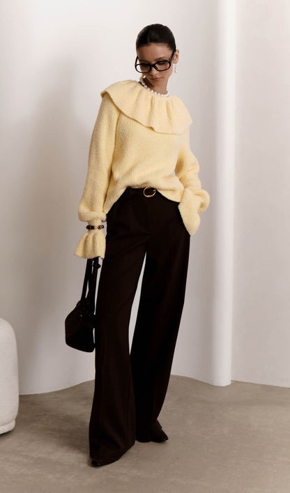 Sweater With Flounces In Yellow