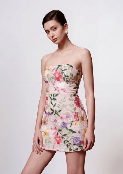 Ulama Strapless Mini Dress In Floral