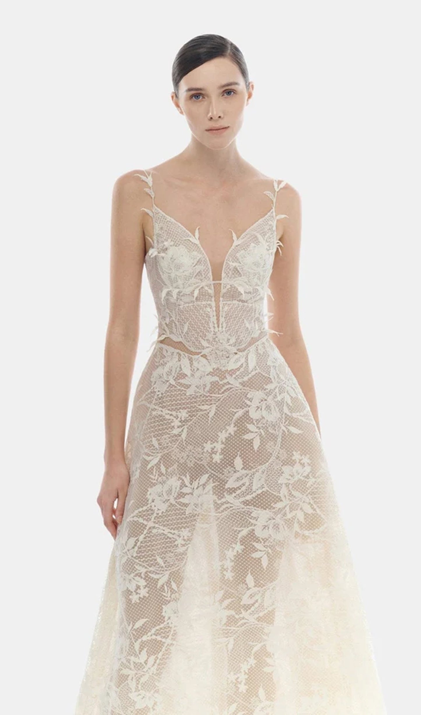 Ivory Strap Lace Maxi Dress