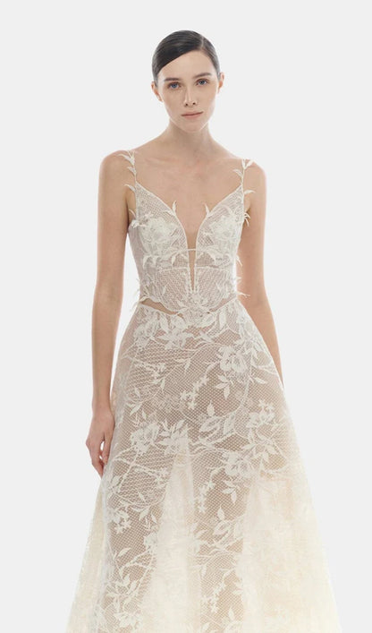 Ivory Strap Lace Maxi Dress