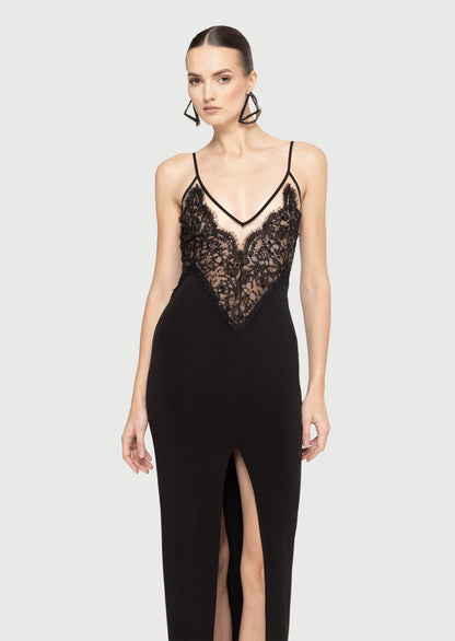Lace-Panel Maxi Dress