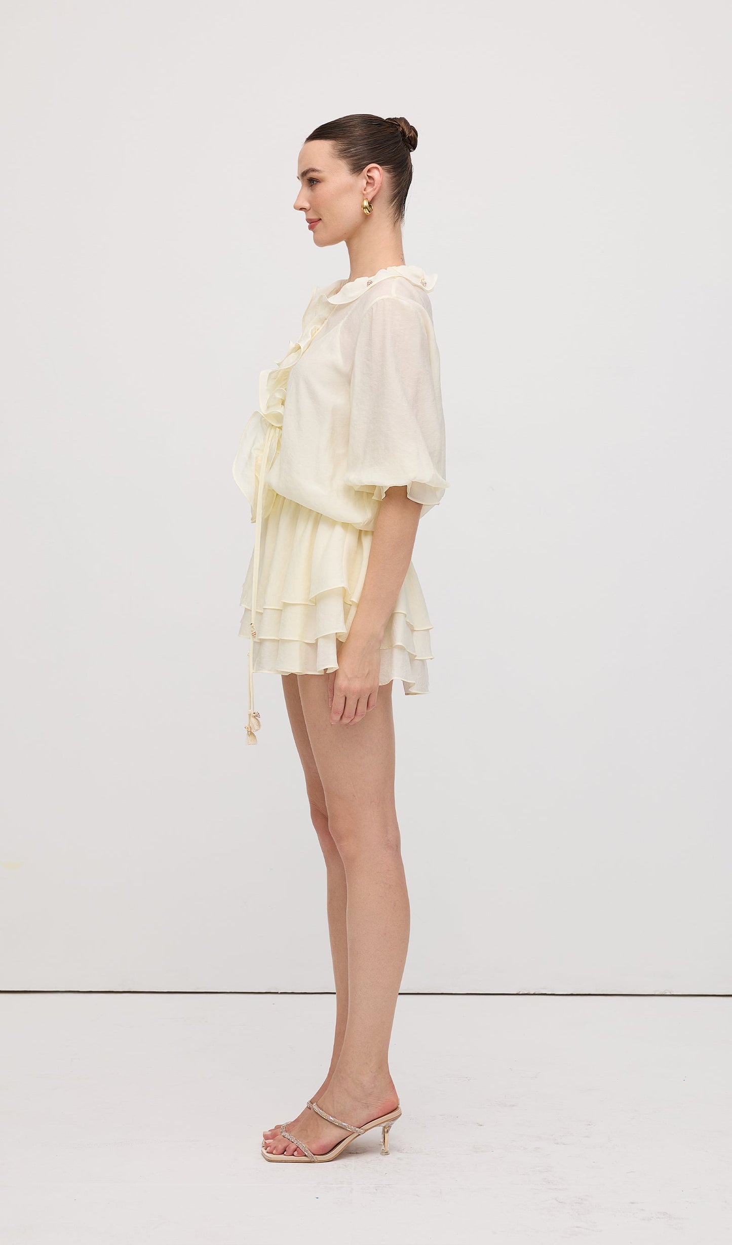 Solid Tiered Ruffles Mini Dress