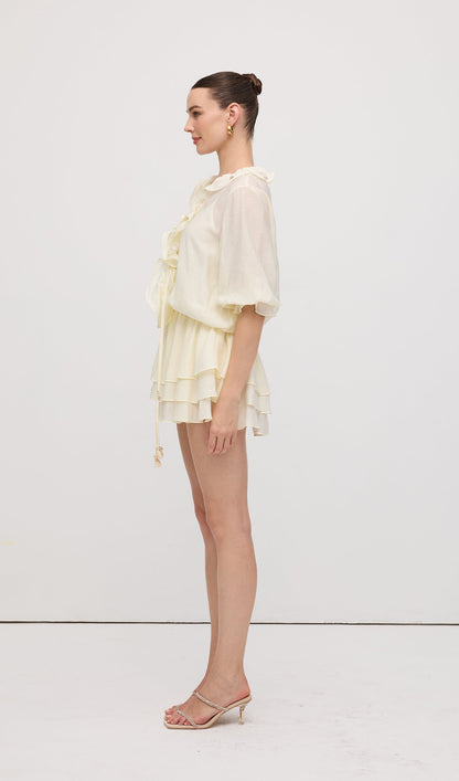 Solid Tiered Ruffles Mini Dress