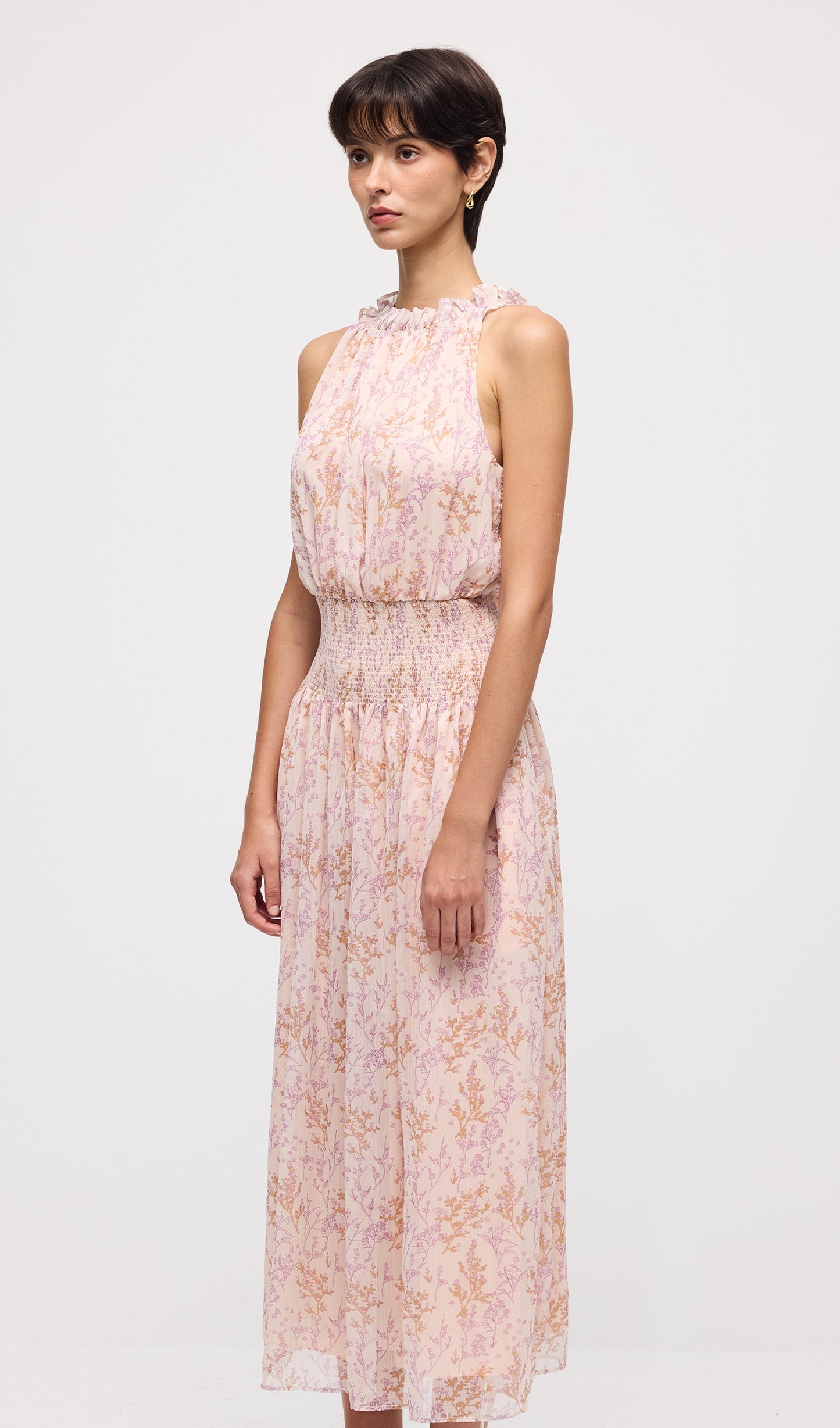 Floral Print Sleeveless Midi Dress