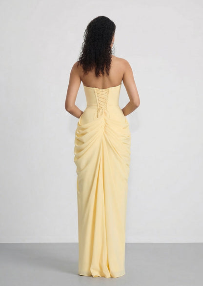 Cyra Slit Maxi Dress In Lemon